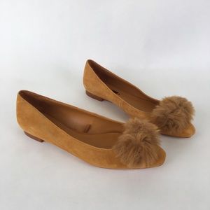 Zara Suede Pompom Flats! Size 37 ✨